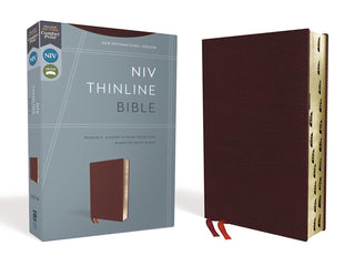 NIV, Thinline Bible, Bonded Leather, Burgundy, Indexed, Red Letter Edition (Special)
