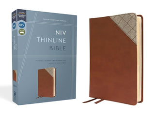 NIV, Thinline Bible, Leathersoft, Brown, Red Letter, Comfort Print Imitation Leather