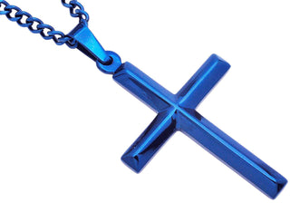 Men's Blue S.Steel Cross Necklace