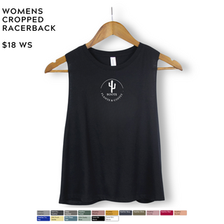 Custom Order For Roots - Racerback Cropped Tank - BLK -WHITE 3" ROOTS LOGO front