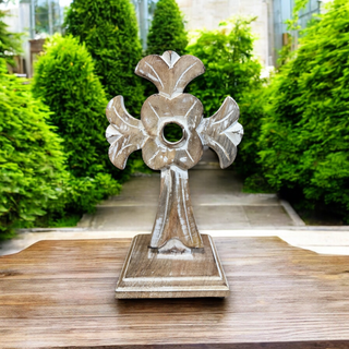 Handmade Mango Wood Hand-Carved Double-Sided Table Cross