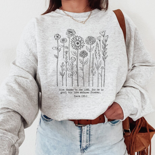 November Sweatshirt of the Month: Give Thanks to the Lord for He is Good