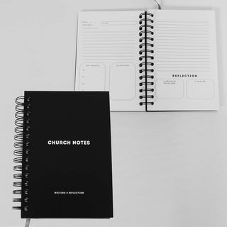 Church Notes Journal- White Spiral Linen- Christian Notebook