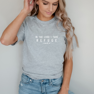 In the Lord I Take Refuge Psalm 61 Bella Canvas - Front and Back Design - March 2026 Collection