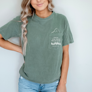 Faith Can Move Mountains Pocket T- Shirt