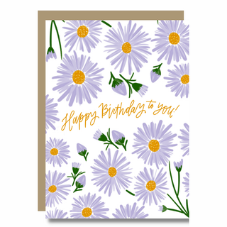 Daisy Birthday Card with Lavender Daisies