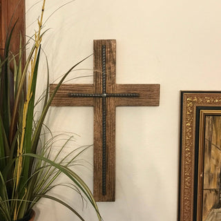 The Passion Mango Wood and Steel Wall Cross