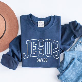 Jesus Saves Cozy Christian Crewneck Sweatshirt, Gospel Wear and Share