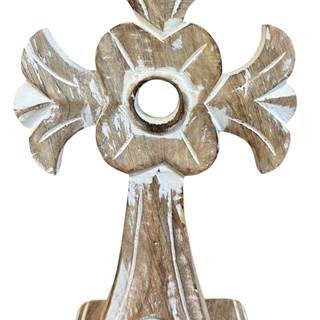 Handmade Mango Wood Hand-Carved Double-Sided Table Cross