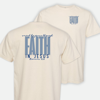 Saved By Grace Through Faith in Jesus Christian Crewneck T-Shirt Apparel