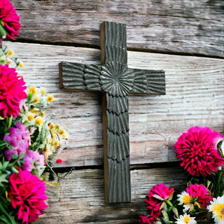 Starburst Hand Carved Mango Wood Wall Cross