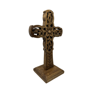 "Vineyard" Hand Carved Wood Table Cross