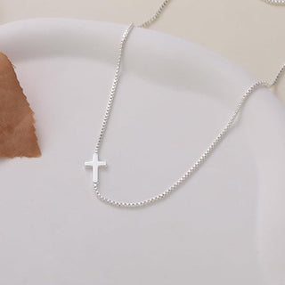 Dainty Horizontal Box Chain Cross Necklace