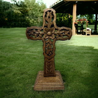 "Vineyard" Hand Carved Wood Table Cross