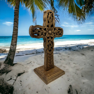 "Vineyard" Hand Carved Wood Table Cross