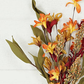 31635-16in Bush-Orange Burgundy Wildflowers