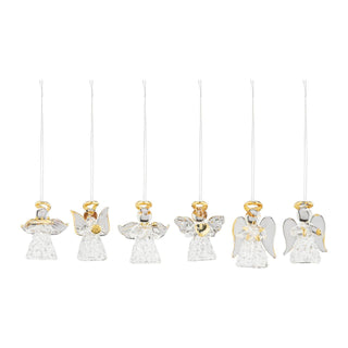 Spun Glass Mini Angel Ornaments - 6 Assorted