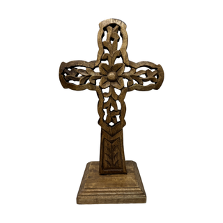 "Vineyard" Hand Carved Wood Table Cross