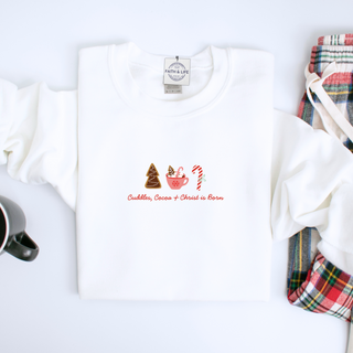 Cuddle Cocoa Christ is Born Cozy Crewneck Sweatshirt