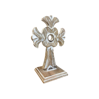Handmade Mango Wood Hand-Carved Double-Sided Table Cross