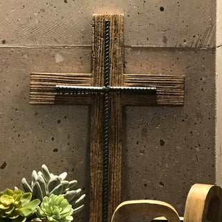 The Passion Mango Wood and Steel Wall Cross