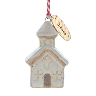 Peace Cream Church Shaped Ornament - 1.5x2in