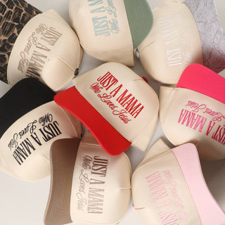 JUST A MAMA WHO LOVES JESUS Embroidery Two-Tone Trucker Hat