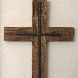 The Passion Mango Wood and Steel Wall Cross