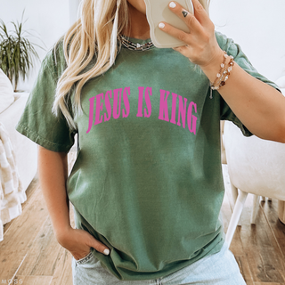 Jesus is King Bright Colors Christian Crewneck T-Shirt Apparel