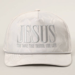 JESUS Embroidered White Camo Trucker Hat