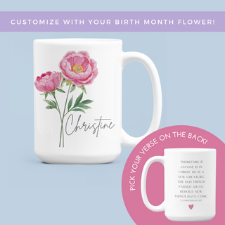 Custom Name and Bible Verse Mug Birth Month Flower