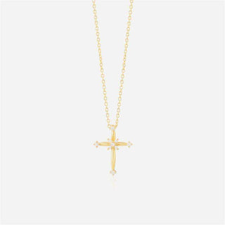 "Gloria" 14k Gold Fill Sterling Silver Cubic Zirconia Cross Necklace