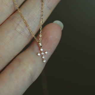 "Redeemed" 14k Gold Fill Sterling Silver Cubic Zirconia Cross Necklace