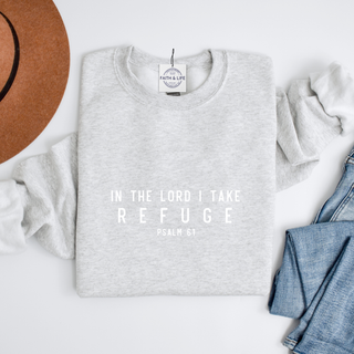 In the Lord I Take Refuge Psalm 61 Crewneck Sweatshirt - March 2026 Collection - Front Only