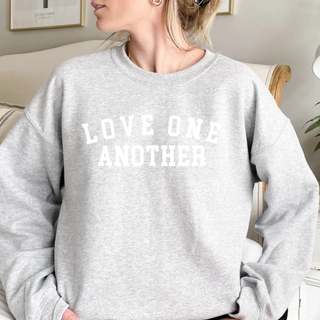 Love One Another Christian Cozy Crewneck Valentine Sweatshirt