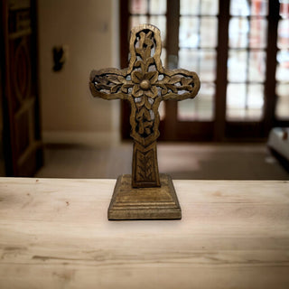 "Vineyard" Hand Carved Wood Table Cross