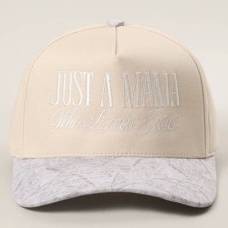 JUST A MAMA WHO LOVES JESUS Embroidery Two-Tone Trucker Hat