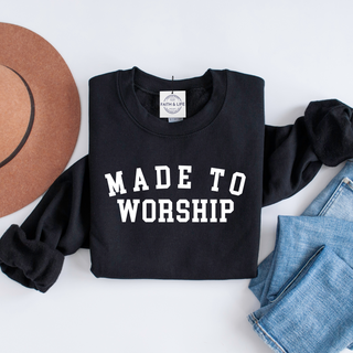 Made to Worship- Cozy Christian Crewneck Sweatshirt