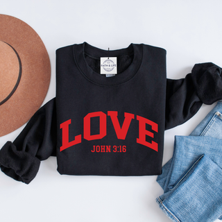 Love John 3:16 Christian Cozy Crewneck Valentine Sweatshirt