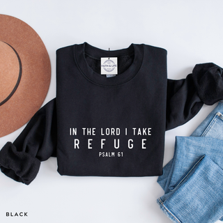 In the Lord I Take Refuge Psalm 61 Crewneck Sweatshirt - March 2026 Collection - Front Only