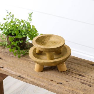 Raw Wood Bowl Risers (Set Of 02)