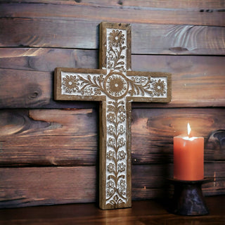 Primavera Hand Carved Wood Wall Cross