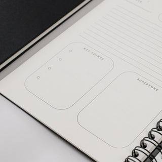 Church Notes Journal - Size Large, Black Spiral (7 x 10")