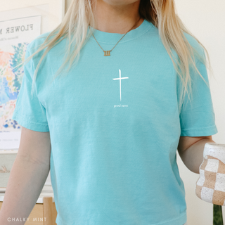 Good News Cross Comfort Colors Christian Crewneck T-Shirt Apparel