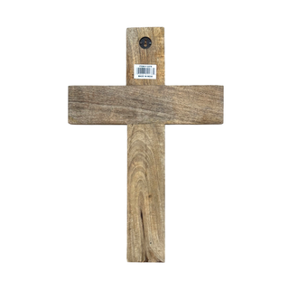 Faith Script Mango Wood Wall Cross – Natural Finish