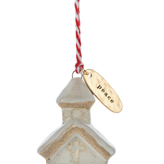 Peace Cream Church Shaped Ornament - 1.5x2in