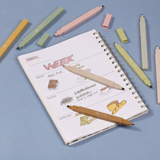 Dual Tip Aesthetic Highlighters, 8 pcs, Chisel & Fine Tips