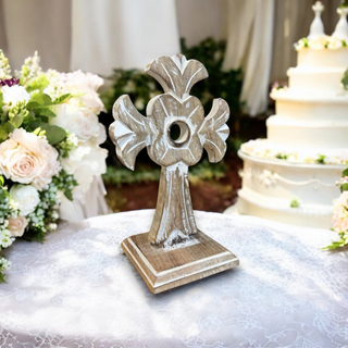 Handmade Mango Wood Hand-Carved Double-Sided Table Cross