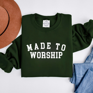 Made to Worship- Cozy Christian Crewneck Sweatshirt