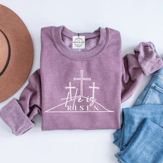 He Is Risen Christian Crewneck Sweatshirt, Gospel Wear and Share